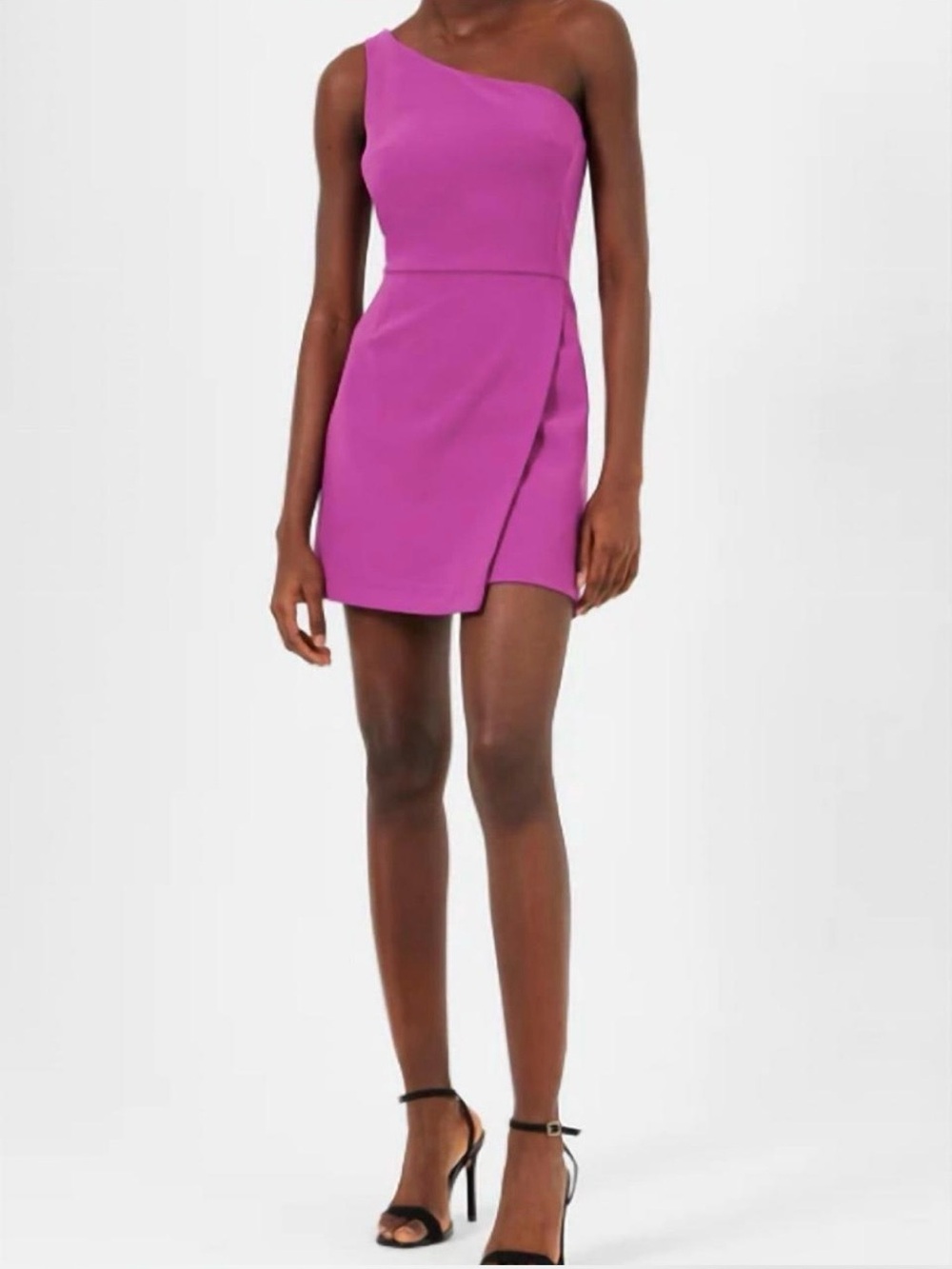 French Connection Whisper One Shoulder Envelope Dress Fuchsia Pink Purple Size 8